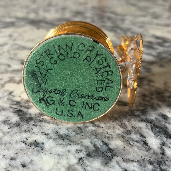 24K Gold Plated Cat Crystal Creations Candlestick Holder Decor - Picture 5 of 10